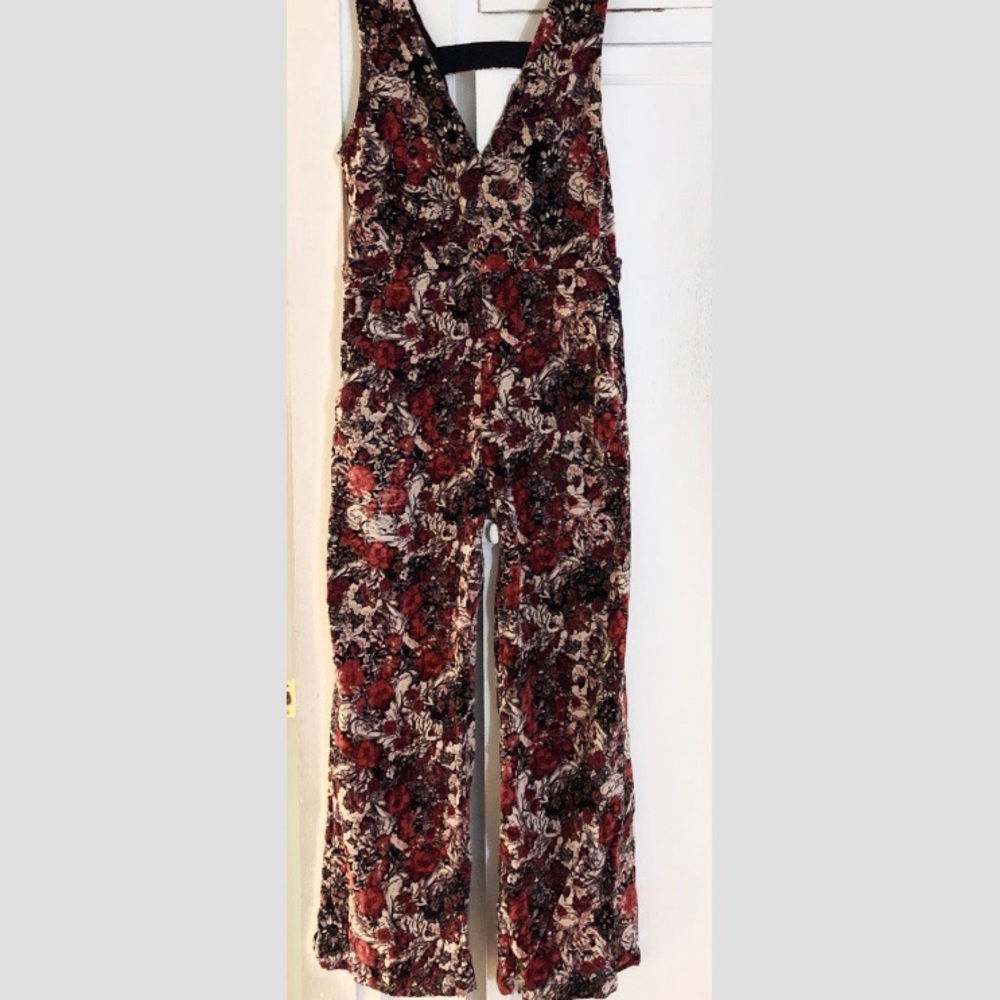 Free people velvet floral jumpsuit